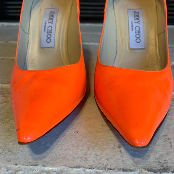 (Jimmy Choo) Orange Romy 100mm Pumps - Picture 10 of 12